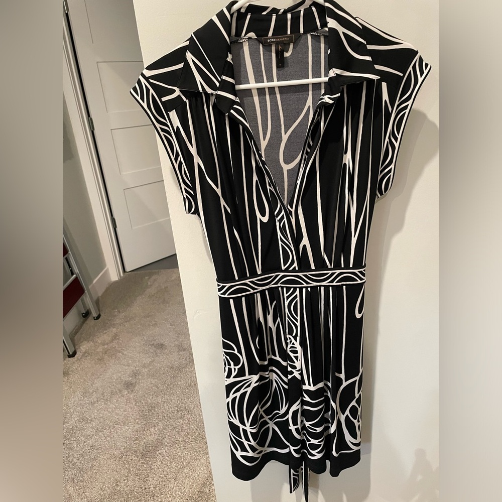 BCBG Maxazria black and white dress